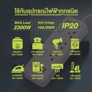 ปลั๊กไฟ-3ช่อง-4สวิตช์-3พอร์ตusb-ยาว3เมตร-ปลั๊กมาตรฐาน-พร้อมช่องusb-ปลั๊กสามตา-มีมอก-ประกัน-3-ปี